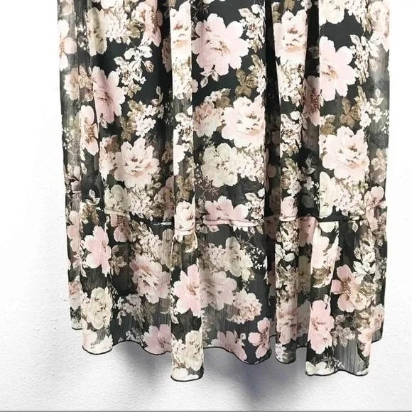 Band of Gypsies Women's Floral V-Neck Midi Dress Black Pink - Picture 14 of 14